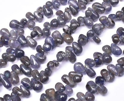 Beautiful Blue Iolite smooth Drops Shape Beads, Natural Iolite Side Drill Drops,13" Iolite Plain Teardrop Handmade Iolite Beads Jewelry SALE