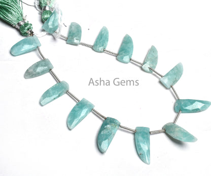 Beautiful Amazonite Fancy Side Drill Faceted Beads,6-18 mm Blue Amazonite Weapon Shape Gemstone Briolette Beads, Natural Amazonite Bead SALE