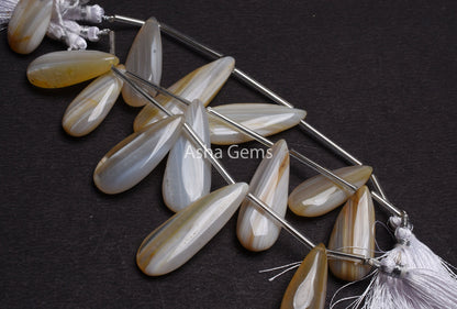 Beautiful Banded Agate Smooth Pear Gemstone Beads, Banded Agate Beads, Natural Agate Fancy Long Teardrop Briolette Beads Handicraft Jewelry