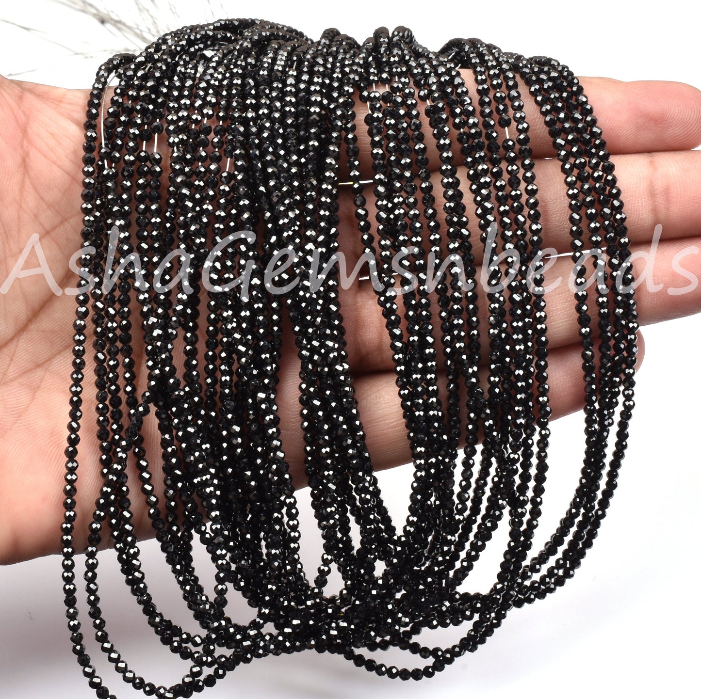 Top Quality Black Spinel Faceted Rondelle Beads, 2 mm AAA Spinel Micro Faceted Gemstone Beads,16"Strand Black Spinel Beads Jewelry Necklace