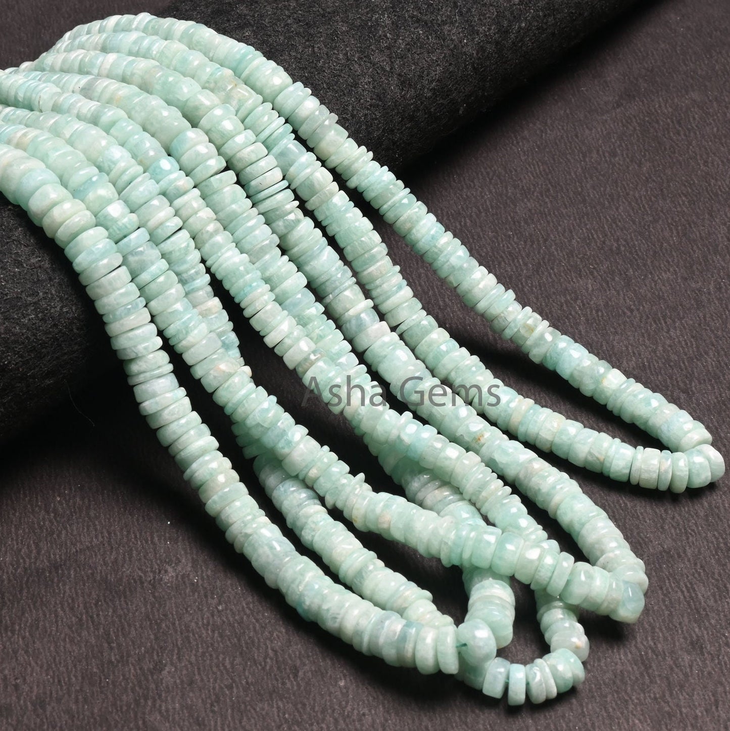 Beautiful Amazonite Smooth Heishi Tyre shape beads, Natural Blue Amazonite Flat Wheel Handmade Gemstone Amazonite Center Drill beads Jewelry