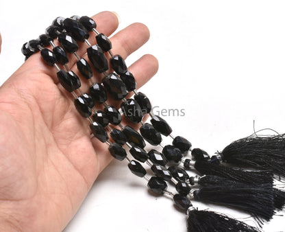 AAA Quality Black Onyx Fancy Barrell Shape faceted Gemstone Beads, Onyx Fancy Loi Shape Straight Drill Bead Black Onyx Beads Jewelry Crafts