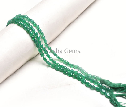 Green Onyx Smooth Handmade Oval Shape Gemstone Beads, Beautiful Green Onyx Oval Beads,12.5" Strand Onyx Beads Necklace Jewelry Making Crafts