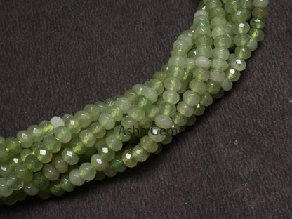 Shaded Light Green Jade Quartz Machine Cut Beads4.5 mm Fine Green Jade Quartz Faceted Rondelle Gemstone Loose Bead,13.5" Jewelry Crafts SALE