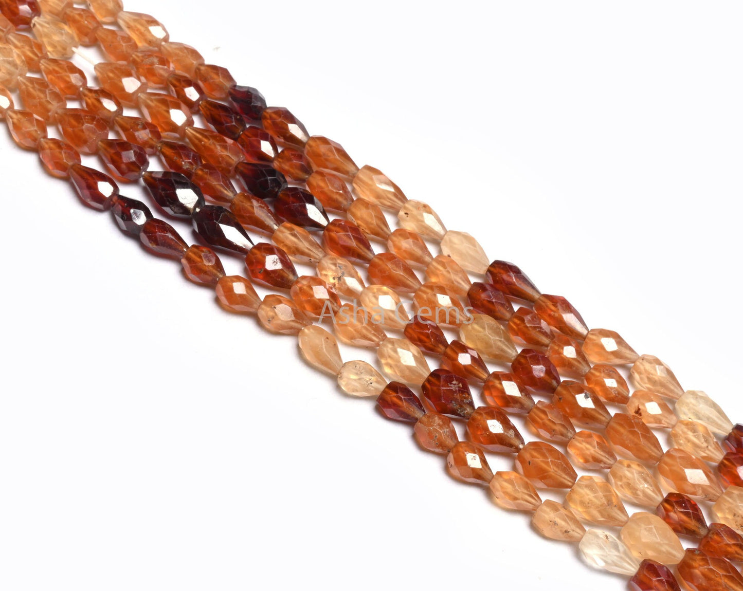 Beautiful Hessonite Garnet Faceted Drops Beads, Natural Hessonite Shaded Teardrop Straight Drill Gemstone garnet Beads Jewelry Makings Craft (AG 18491)