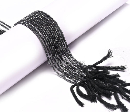 AAA Beautiful Gunmetal Machine Cut Rondelle Tiny Gemstone Loose Beads,2.5 mm Hematite Micro Cut Faceted Gunmetal Beads Jewelry Making Crafts