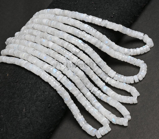 Natural Rainbow Moonstone Smooth Tyre Shape Gemstone Beads, Blue Fire Rainbow Moonstone Wheel Handmade White Rainbow Bead Jewelry Craft SALE