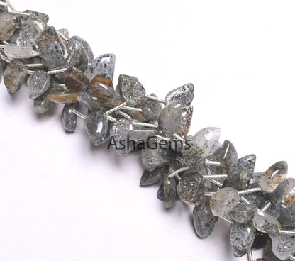 Beautiful Black sunstone Fancy Shape Gemstone Side Drill Beads,7" Fine Sunstone Keri Shape Handmade Beads, Black sunstone Bead Jewelry Craft