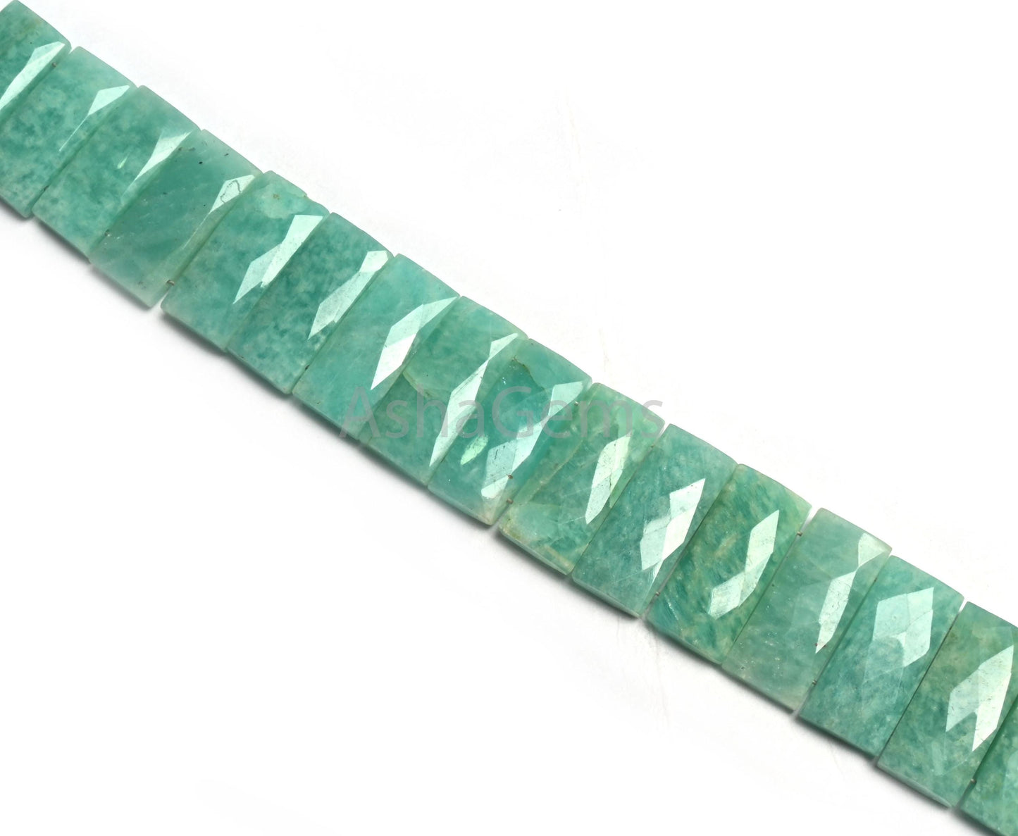 Blue Amazonite Faceted Rectangle Shape Beads, Fine Natural Peru Amazonite Fancy Chiclet Beads For Bracelet, Double Drill Bead Jewelry Making