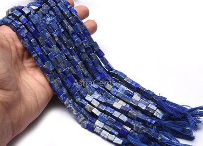 Lapis Lazuli Smooth Gemstone Beads,13" Strand Natural Blue lapis Plain handmade Uneven Shape Rectangle Beads, Lapis Beads For Jewelry making