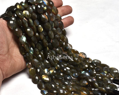 Natural Multi Fire Labradorite Faceted Oval Beads,10" Strand Labradorite beads, Black Rainbow Oval Briolette Gemstone beads For Jewelry SALE