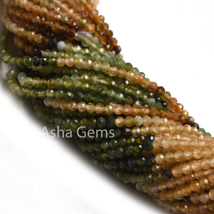 2 mm Rare Shaded Yellow Green Tourmaline Micro Cut Faceted Beads,13" Multi Tourmaline Machine Cut Rondelle Gemstone Tourmaline Beads Jewelry