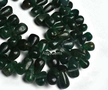 Natural Green Mica Margaj Smooth Drops Shape Beads,8" Strand Beautiful Mica Plain Handmade Teardrop Gemstone Beads, Green Mica Beads Jewelry