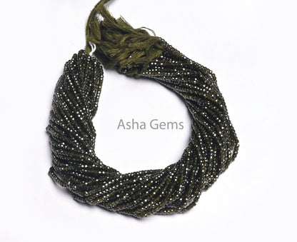 13" Strand Zircon Faceted Beads,3 mm Green Cubic Zirconia Micro Faceted Beads, AAA Hina Green Zircon Machine Cut Rondelle Beads Jewelry SALE