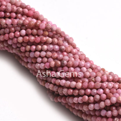 2.5mm Pink Rhodochrosite Micro Cut Gemstone Beads, Natural Rhodochrosite Beads Rhodochrosite Machine Cut Rondelle Bead Necklace Jewelry SALE