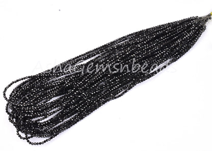 Top Quality Black Spinel Faceted Rondelle Beads, 2 mm AAA Spinel Micro Faceted Gemstone Beads,16"Strand Black Spinel Beads Jewelry Necklace