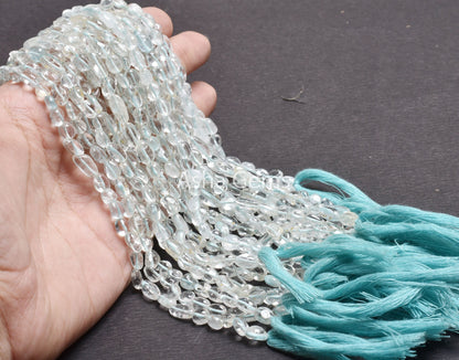 13" Natural Blue Aquamarine Smooth Nugget Shape Gemstone Beads,Beautiful Aquamarine Handmade Beads Tumble Straight Drill Bead Jewelry Making