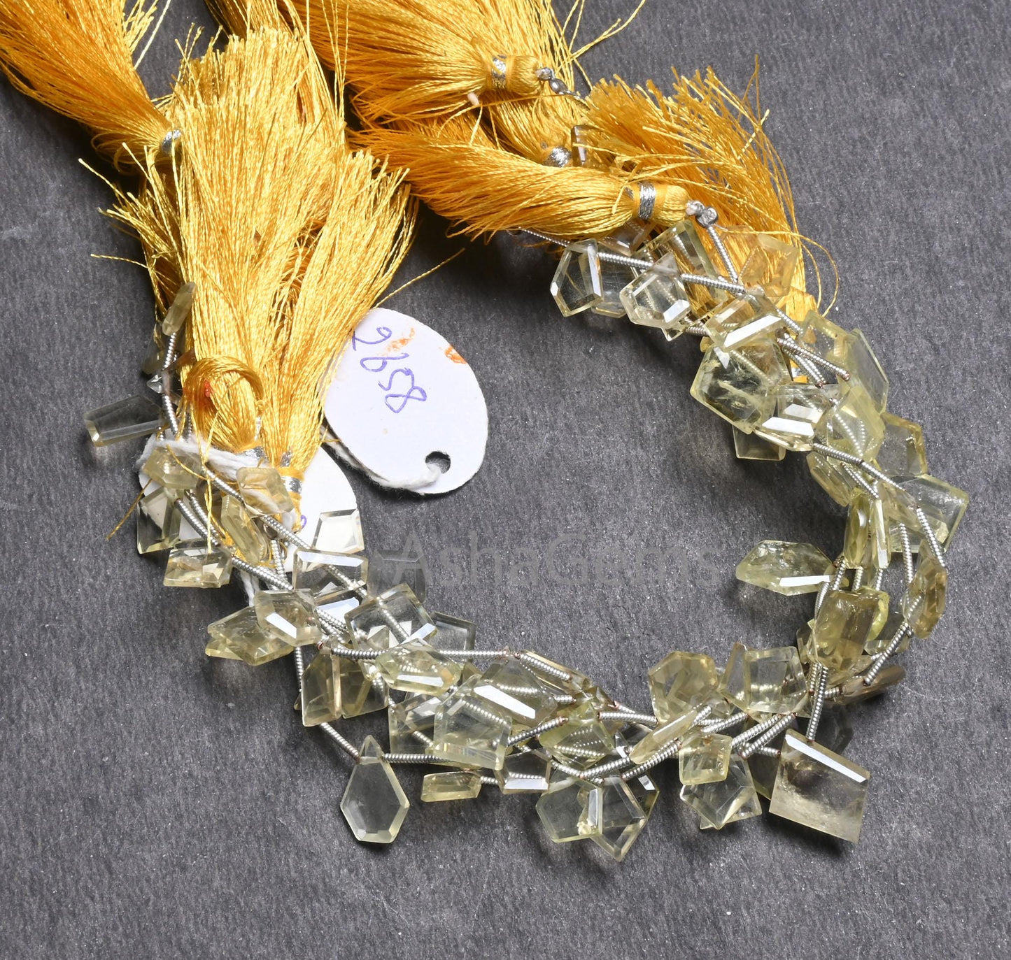 Beautiful Lemon Quartz fancy Flat Slice Shape faceted Beads, Fine Natural Lemon Uneven Shape Nugget Side Drill Gemstone Beads Jewelry Crafts