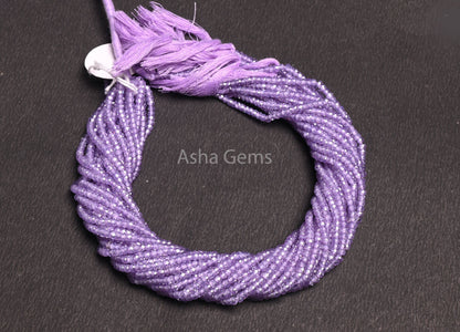 Beautiful Lavender Blue Zircon Micro Cut faceted Beads,3 mm Light Purple Zircon Machine Cut Rondelle Beads,12.5" lavender Cubic Zircon Beads