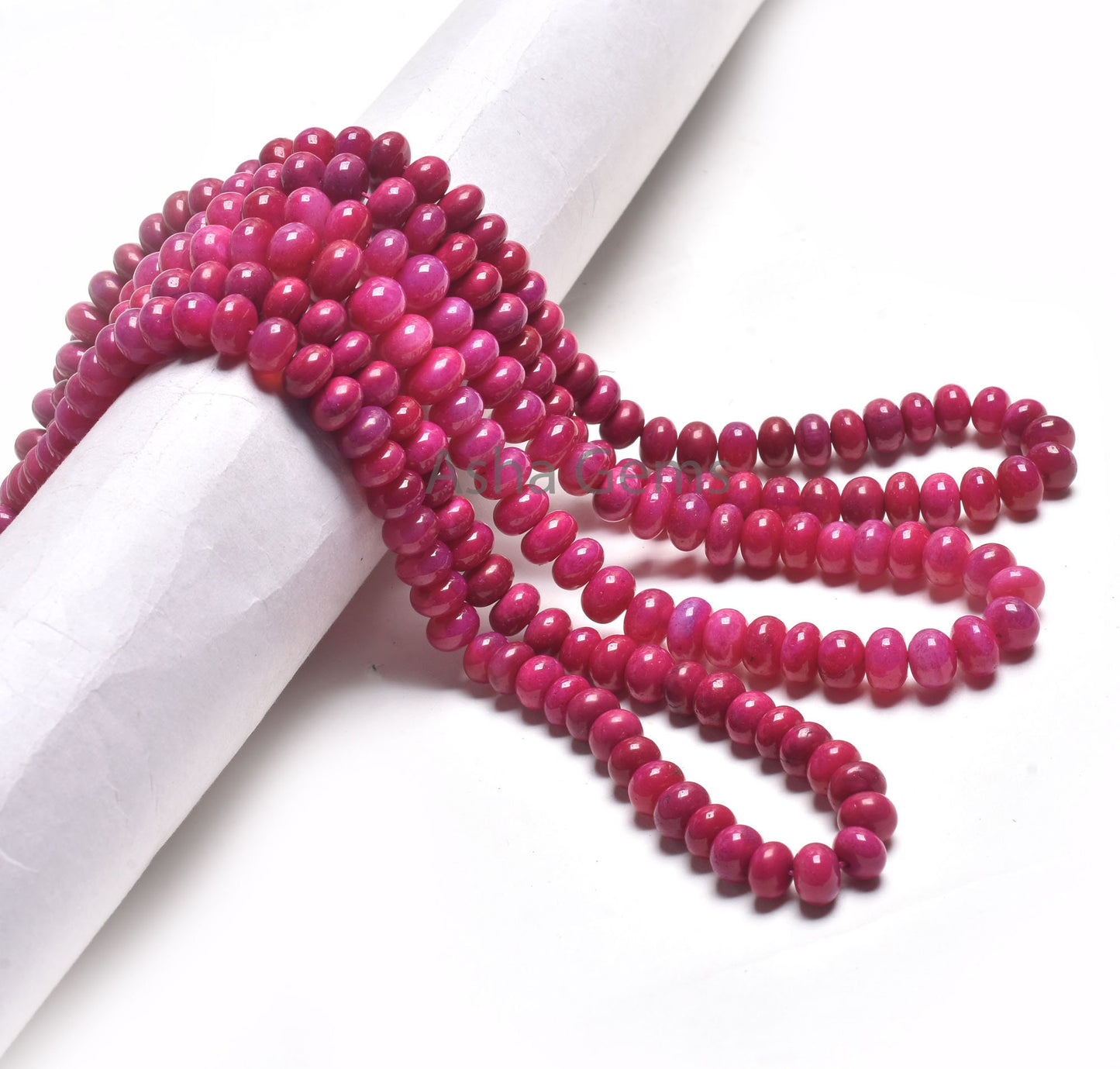 Amazing Magenta Pink Opal smooth Rondelle Gemstone Beads,16" Strand Opal Beads, AAA Dark Pink Opal Plain Handmade Bead Jewelry Making Crafts