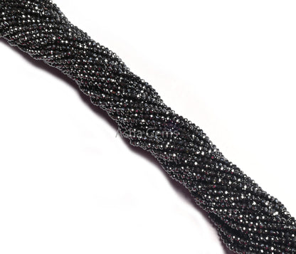 2 mm Natural Hematite Micro Cut Beads,12.5" Fine Quality Gunmetal Faceted Rondelle Tiny Gemstone Beads Jewelry Making Craft,Hematite Beads