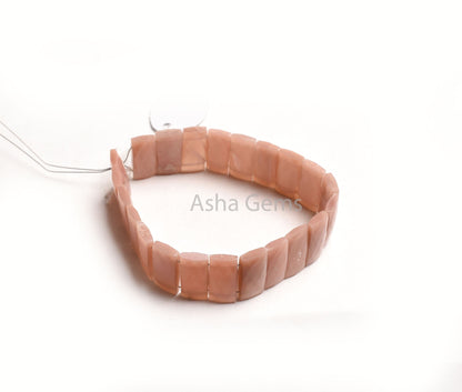 AAA Peach Moonstone Fancy Chicklet Beads,8" Strand Natural Pink Moonstone Faceted Rectangle Beads, Moonstone Beads For Bracelet Jewelry DIY