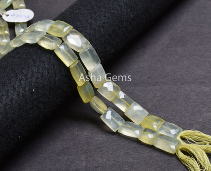 Beautiful Chalcedony Faceted Rectangle Gemstone Beads,11-16 mm Shaded Yellow Chalcedony Fancy Chiclet Straight Drill Handmade Beads Jewelry