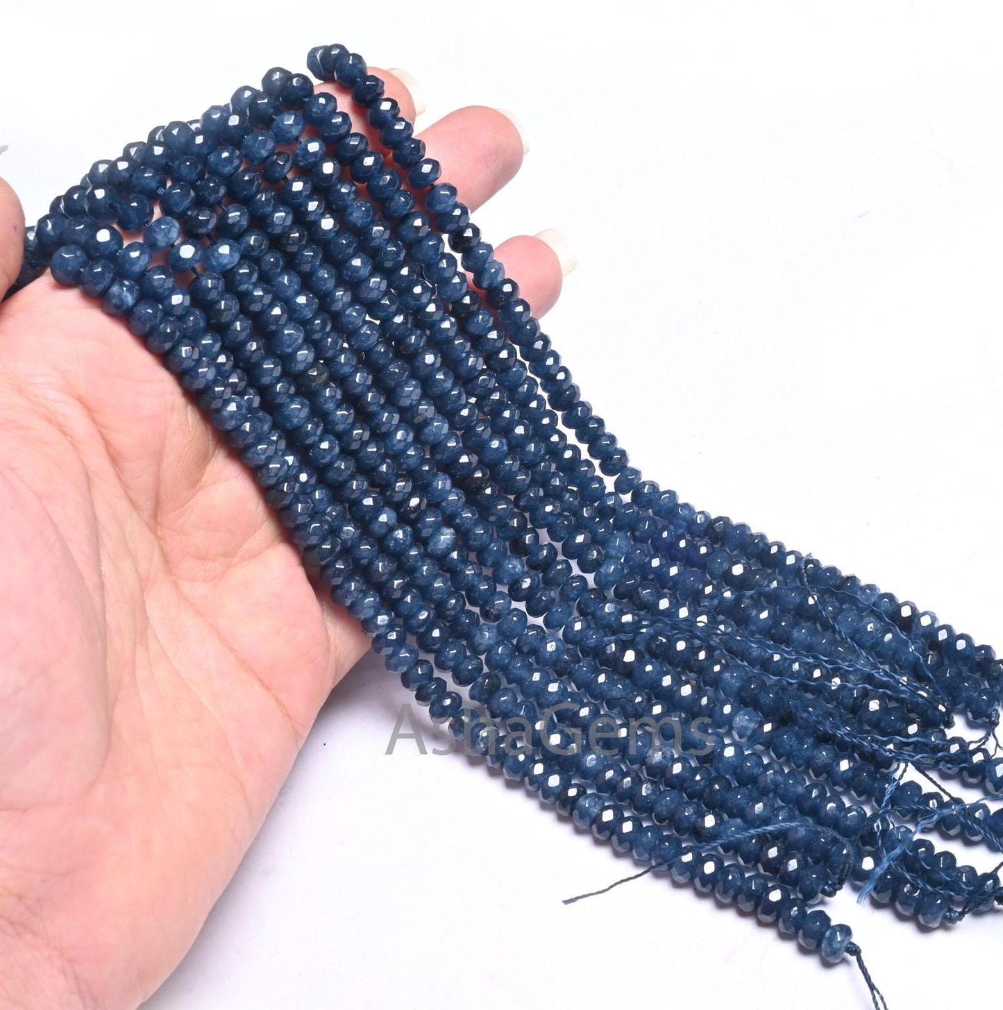 6 mm Beautiful Navy Blue Color Jade Quartz faceted Rondelle Shape Beads, Fine Blue Jade machine cut Gemstone Loose Beads Jewelry Crafts SALE
