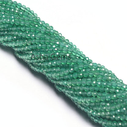 Beautiful Natural Green Onyx Micro Cut Rondelle Faceted Gemstone Beads 2.5 mm,AAA Quality Onyx Faceted Roundelle Bead Jewelry Making Crafts