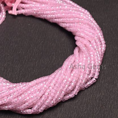 3 mm AAA Quality Pink Zircon Micro Faceted Rondelle Beads, Pink Zircon Machine Cut Beads,12.5" Fine Zircon Machine Cut Beads Jewelry Makings
