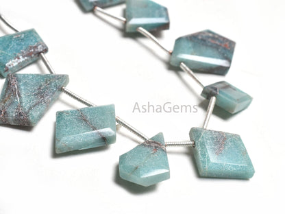 Natural Chrysocolla Fancy Uneven Flat Slice Shape Faceted Beads,10-16mm Blue Chrysocolla Beads Table Cut Side Drill Bead Jewelry Crafts SALE