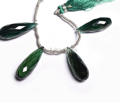 AAA Bottle Green Hydro Fancy Long Drops Faceted Gemstone Beads,8.5x24-9x28 mm Green Hydro Teardrop Briolette Machine Cut Beads Jewelry Craft