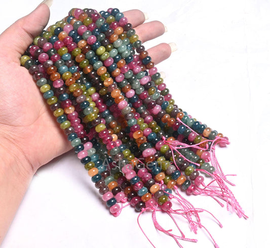 8 mm Beautiful Tourmaline Color jade Quartz Smooth Rondelle Beads,15" Fine Multi Color Shaded Tourmaline Quartz Gemstone Beads Jewelry Craft