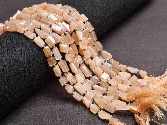 Light Peach Moonstone Faceted Nugget Gemstone Beads, AAA Natural Pink Moonstone Uneven Tumble Straight Drill Bead, Moonstone Bead Craft SALE