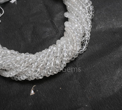 Beautiful Natural Crystal Quartz Micro Cut Beads,13" AAA Quality Crystal Indian machine cut Faceted Rondelle Crystal Bead Jewelry Craft SALE ( AG 15418 )
