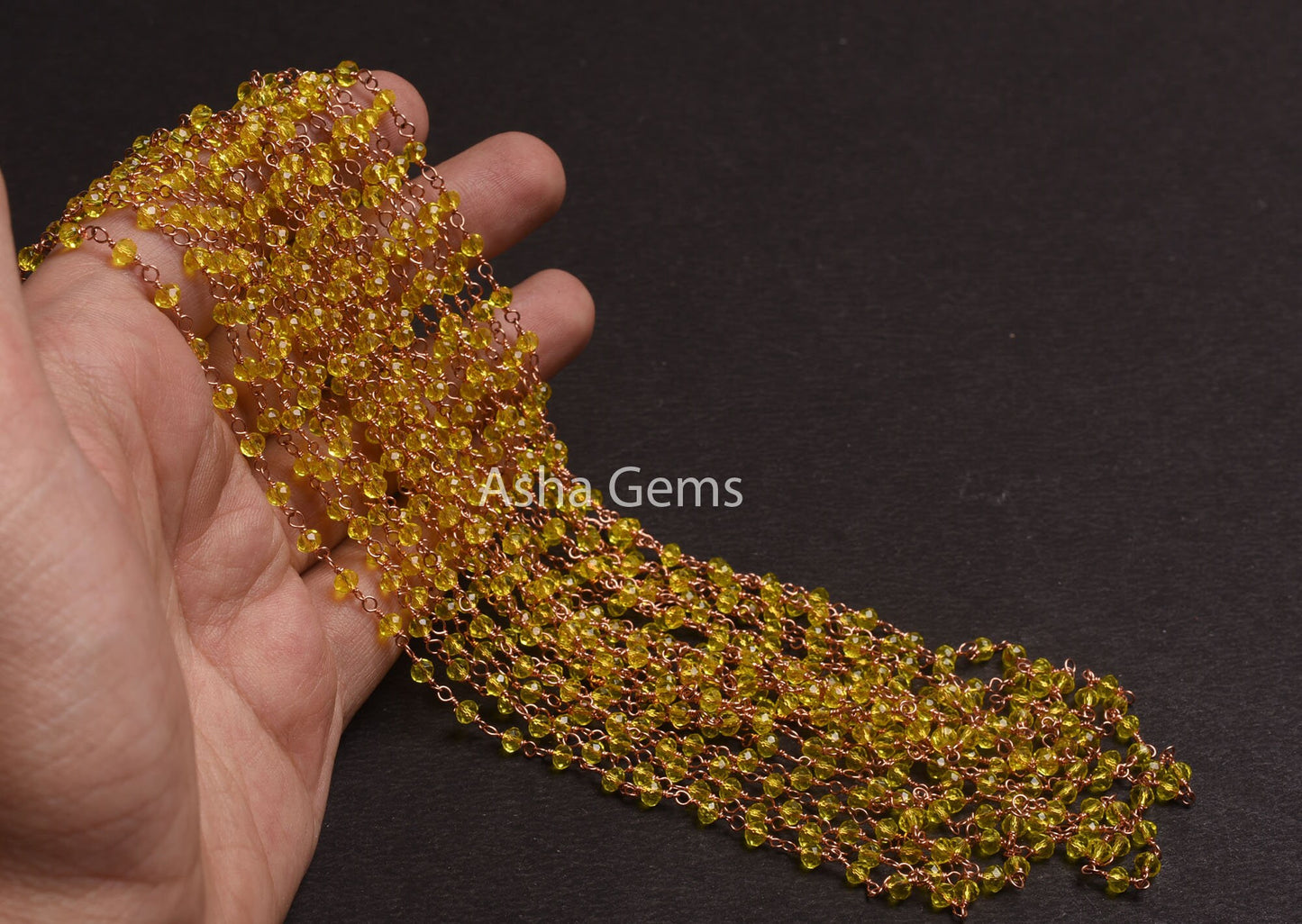 AAA Lemon Quartz Hydro Micro Cut Beads Rosary Chain Gold,Rose Gold Plated Wire Wrap Rondelle Beaded Handmade Chain Jewelry Making Chain SALE