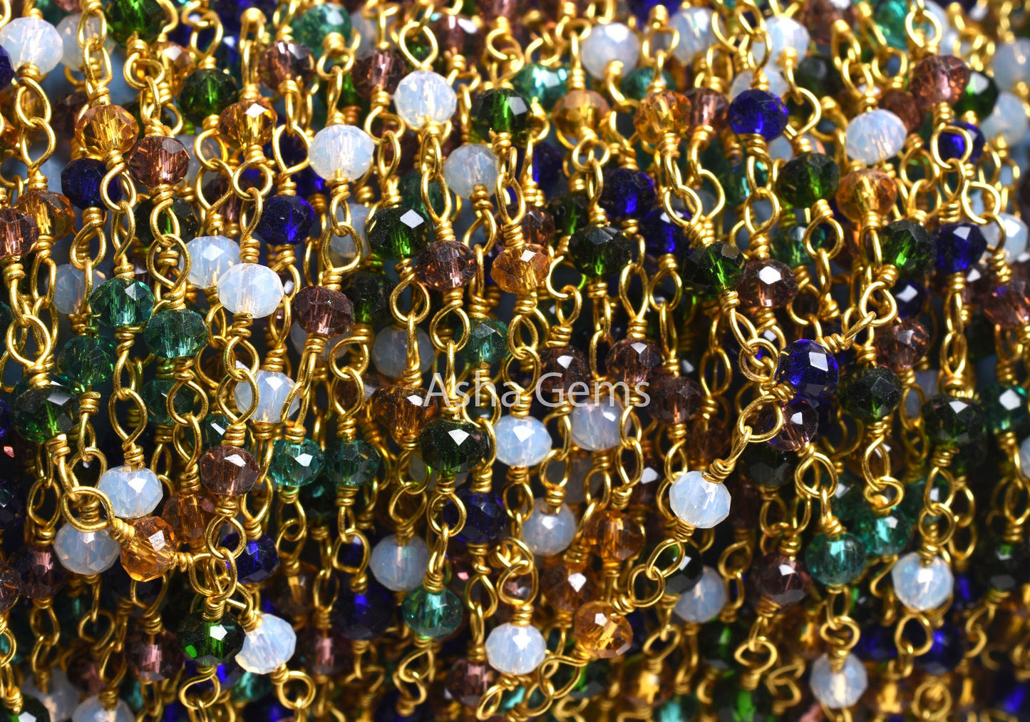 Beautiful Multi Color Hydro Faceted Rondelle Beads Rosary Chain,3mm Gold Plated Wire Wrap Beaded Handmade Chain Necklace Jewelry Making SALE