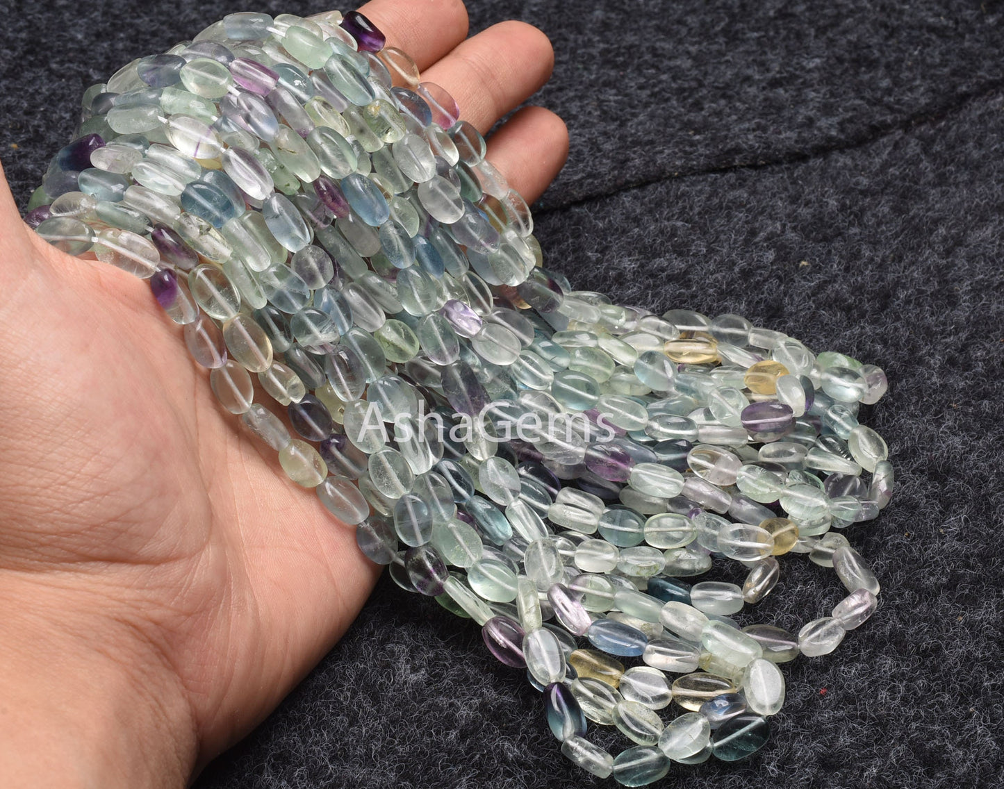 Natural Fluorite Smooth Oval Shape Gemstone Beads, multi green Blue Fluorite handmade Plain Beads, Multi fluorite Beads For Necklace Jewelry