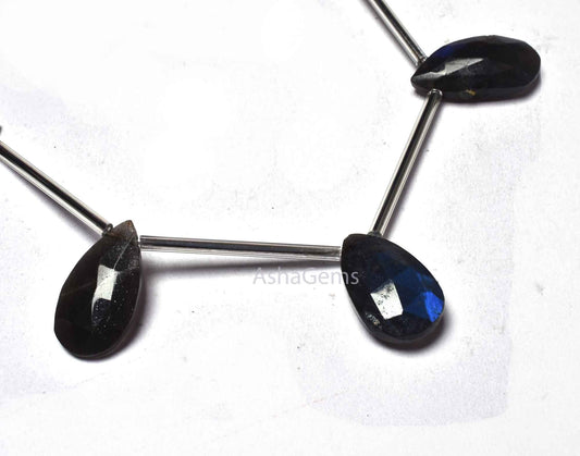 labradorite Faceted pears Shape beads,5 Pc Strand Natural Blue Fire labradorite Beads Black Rainbow Teardrop Briolette Gemstone bead Jewelry