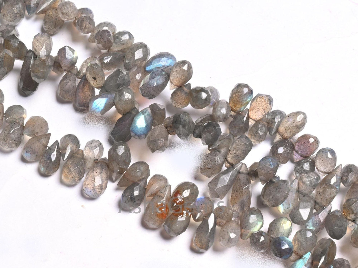 Beautiful Flashy labradorite Faceted Drop Beads,8" Natural Blue Fire Labradorite Indian Cut Teardrop Briolette Gemstone Beads Jewelry Crafts (AG 18652)