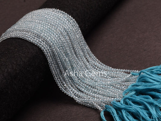 13" Strand AAA Sky Blue Topaz Machine Cut Faceted Beads,2.75 mm Natural Topaz Micro Cut Gemstone Beads, Real Sky Topaz Bead For Jewelry SALE