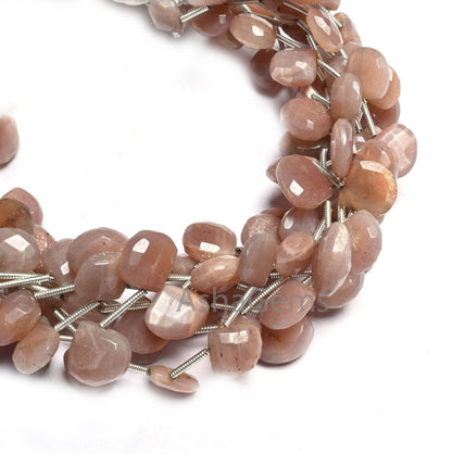 Beautiful Chocolate Moonstone Faceted Heart Shape Gemstone Loose Beads, Natural Moonstone Heart Briolette Brown Moonstone Bead Jewelry Craft (AG 18602 )