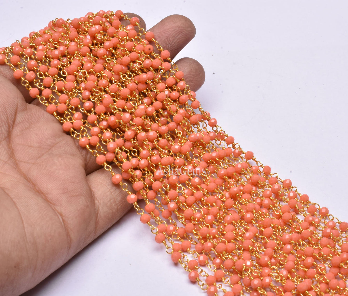 Amazing Orange Carnelian Hydro Faceted Beads Rosary Chain,3-3.5mm Rondelle Beaded Gold Plated Wire Wrapped Handmade Chain Jewelry Making Craft SALE