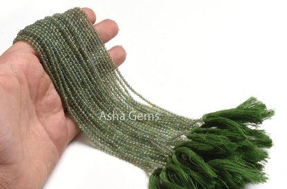 2.50 mm Natural Green Apatite Micro Cut Gemstone Beads, Fine Quality Green Apatite Beads, Apatite Machine Cut Faceted Rondelle Beads Jewelry