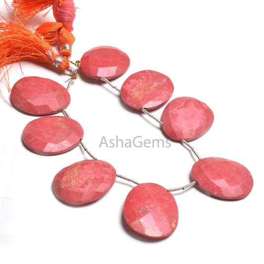 Beautiful Coral Hydro Fancy Egg Shape Faceted Beads,20-25 mm Red Coral Hydro Egg Oval Side Drill Briolette Gemstone Beads Jewelry Craft SALE