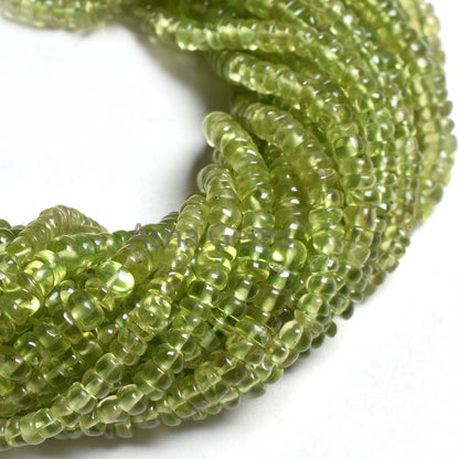 16" Strand Green Peridot Smooth Rondelle Beads, Natural Peridot Beads, Peridot Plain Handmade Gemstone Beads Jewelry making Handicraft SALE