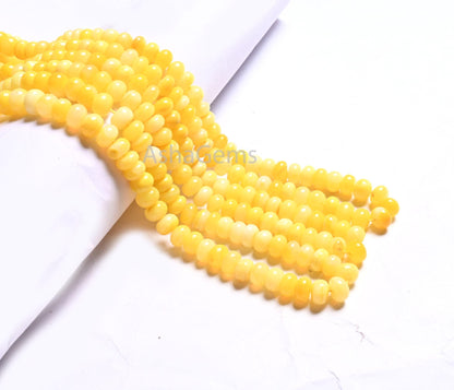 AAA Quality Pastel Yellow Opal Smooth Rondelle Gemstone Loose Beads,8 mm Yellow Opal Plain Handmade Bead Jewelry making Craft Sale Opal Bead