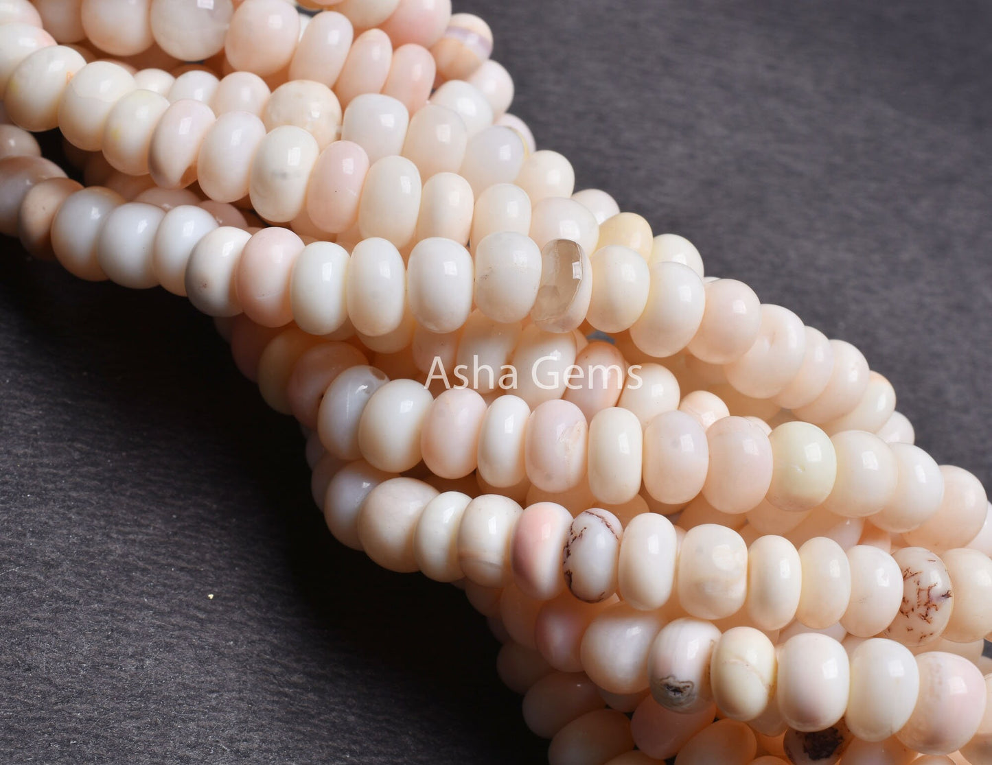 9 mm AAA Off White Light Peach Opal Smooth Rondelle Beads, Off White Opal Plain Handmade Gemstone Beads, Opal Bead Jewelry Making Craft SALE