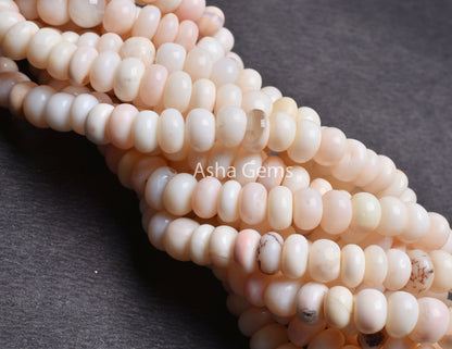 9 mm AAA Off White Light Peach Opal Smooth Rondelle Beads, Off White Opal Plain Handmade Gemstone Beads, Opal Bead Jewelry Making Craft SALE
