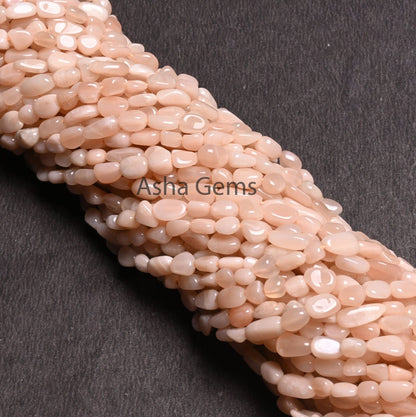 Natural Peach Moonstone Nugget Shape Tiny Gemstone Beads, Light Off Pink Moonstone Smooth Handmade Uneven Tumble Beads Jewelry making Craft (AG 22264)